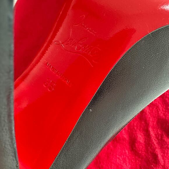 Christian Louboutin Electropump Black Nappa Leather Size 35 Pumps Red Bottoms - Picture 12 of 16
